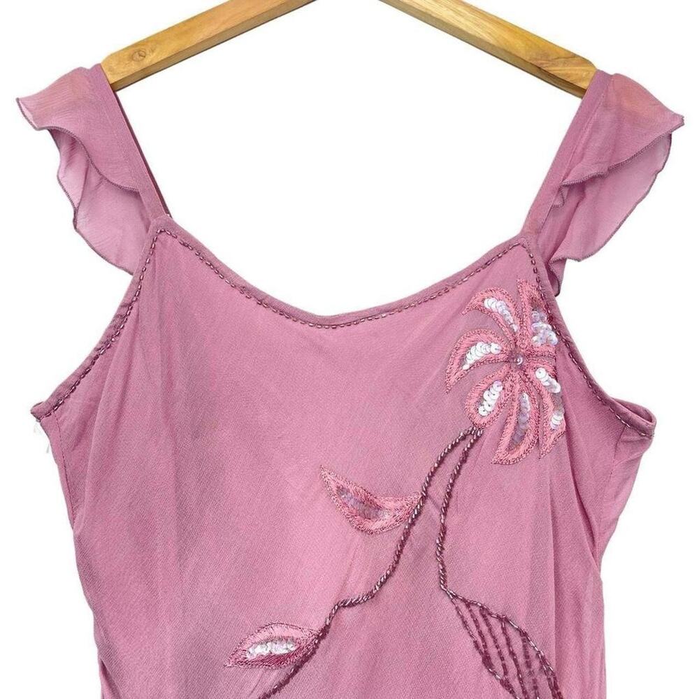 Vintage euro summer pink sequin top Medium